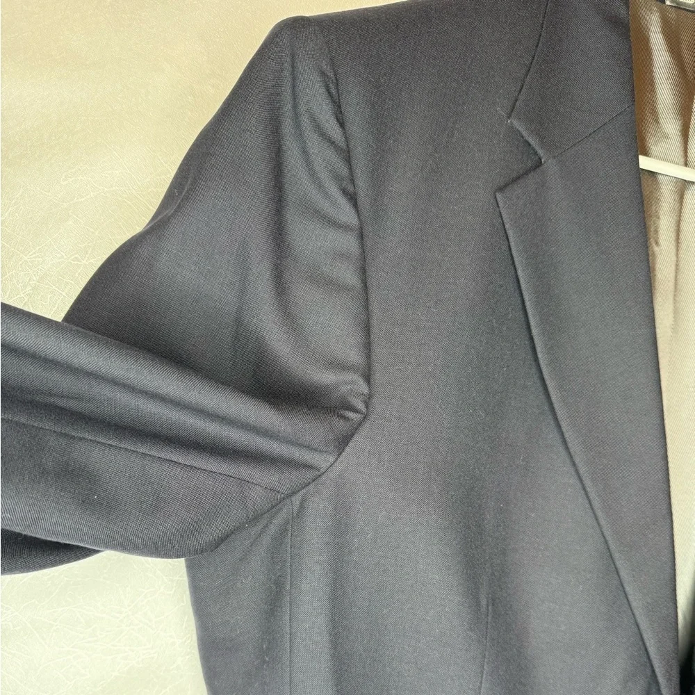 Oscar De La Renta Deep Navy Sport Coat Jacket Blazer 100% Wool 2 Button Size 44L